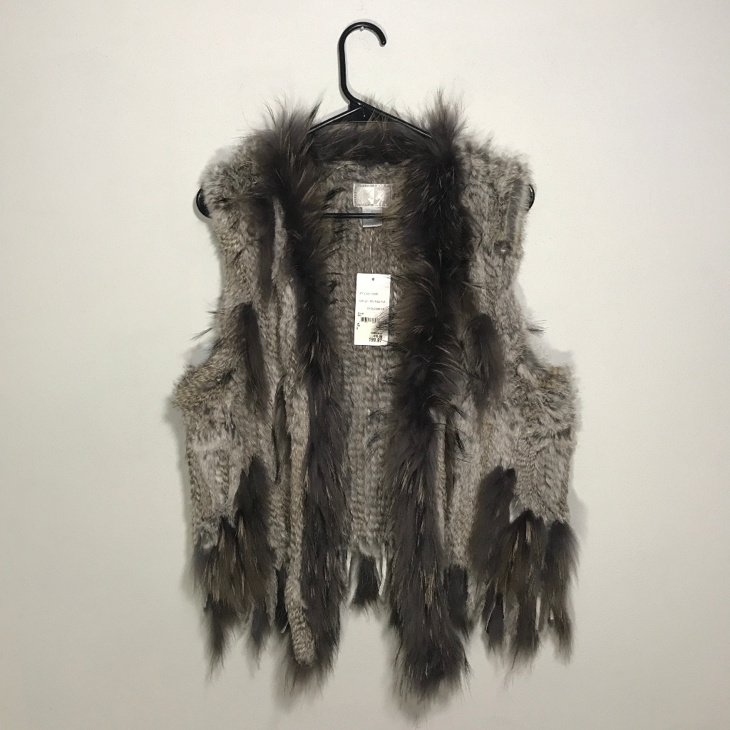 Nwt Alberto Makali Rabbit & Raccoon Far Vest - S